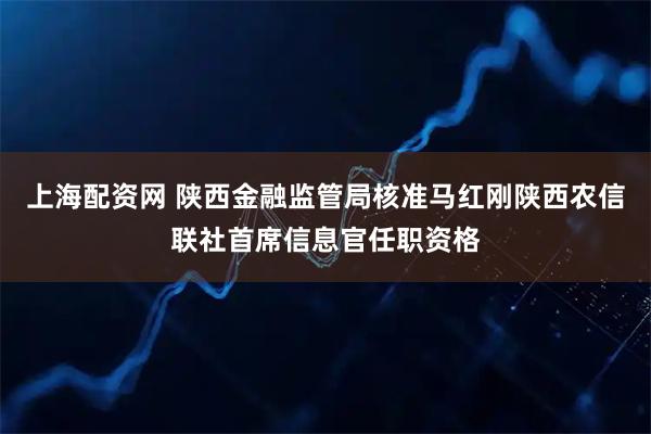 上海配资网 陕西金融监管局核准马红刚陕西农信联社首席信息官任职资格