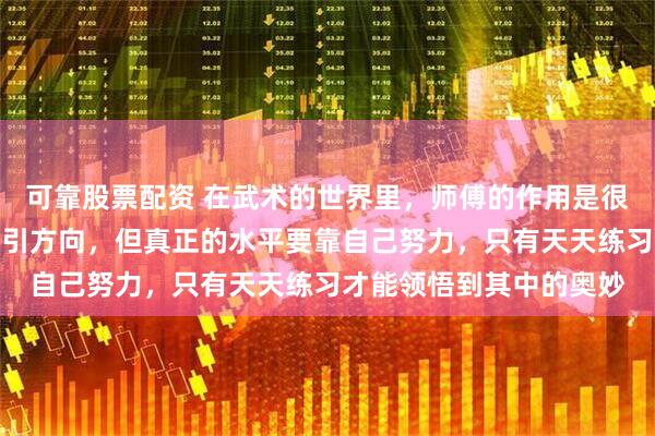 可靠股票配资 在武术的世界里，师傅的作用是很重要的，就像灯一样指引方向，但真正的水平要靠自己努力，只有天天练习才能领悟到其中的奥妙
